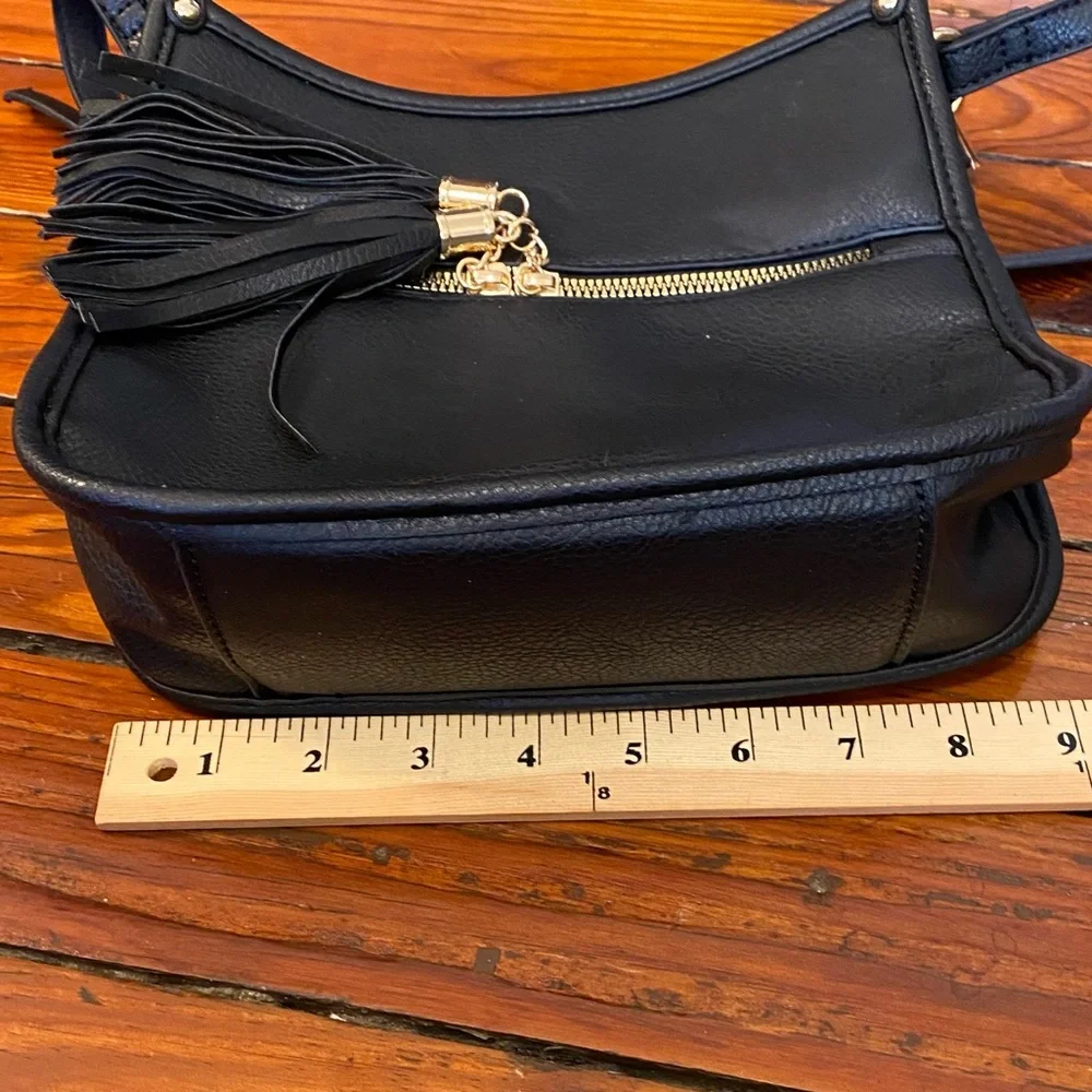 Black Small Shoulder Bag Purse with Tassels